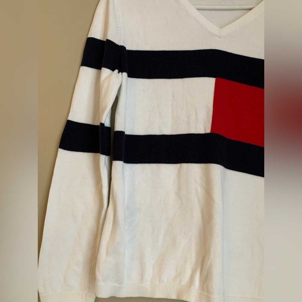 Tommy Hilfiger Light Weight sweater shirt classic flag 4th of july americana y2k - Picture 4 of 9
